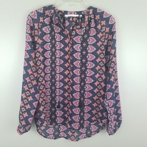 Violet & Claire Blouse Small Tassels Semi Sheer S